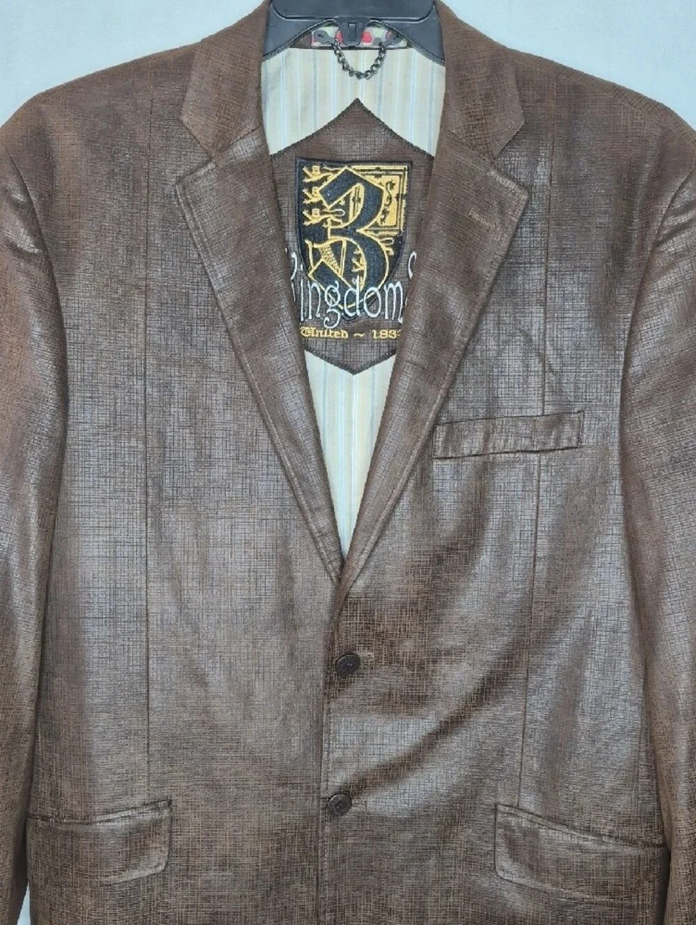 3 Kingdoms Coated Leather Look Sport Coat Blazer L‎
